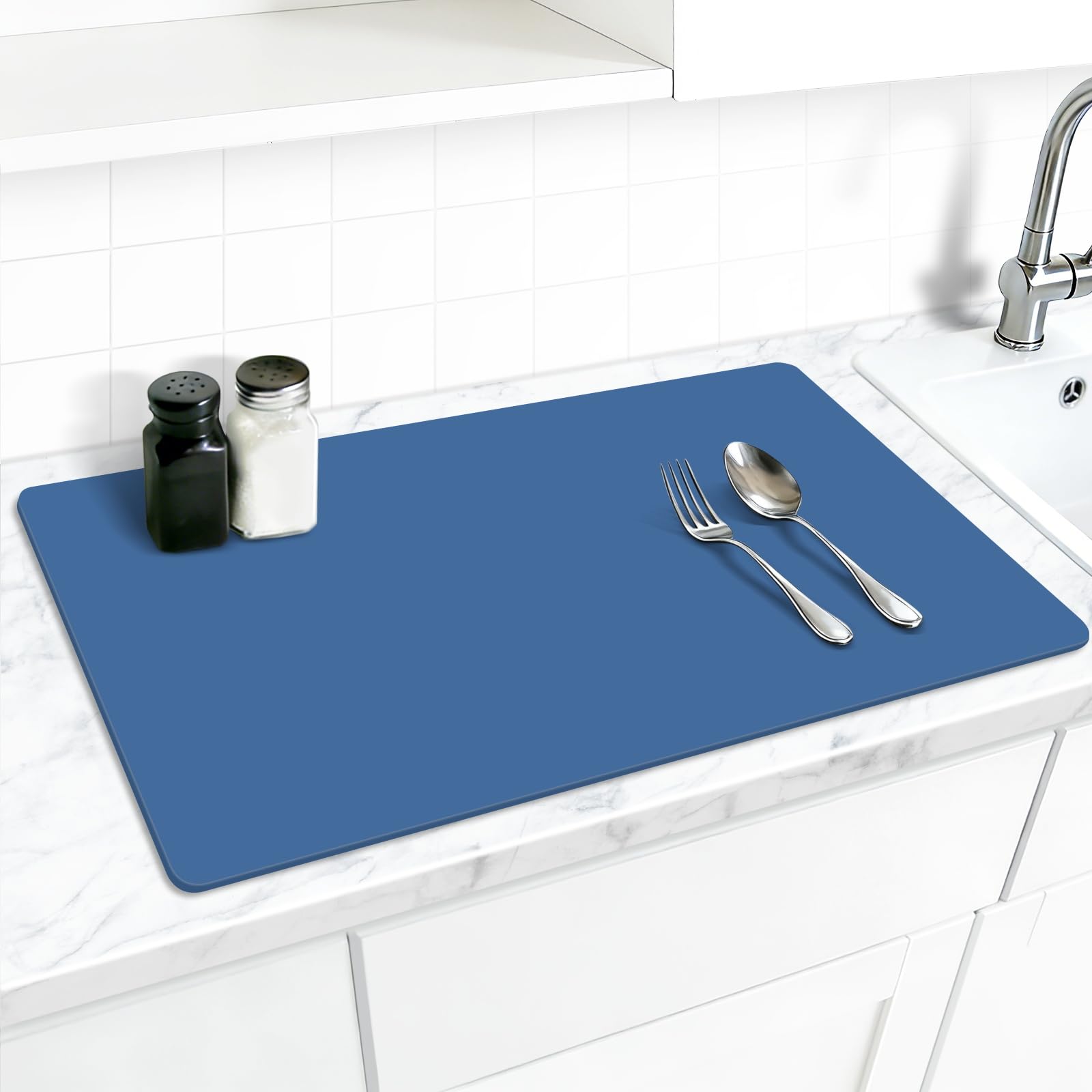 AECHY Silicone Mats for Worktops 70x42x0.2cm, Heat Resistant Mat Waterproof Kitchen Worktop Protector, Extra Large Silicone Mat, Nonstick Craft Mat Kitchen Table Placemats for Countertop, Blue