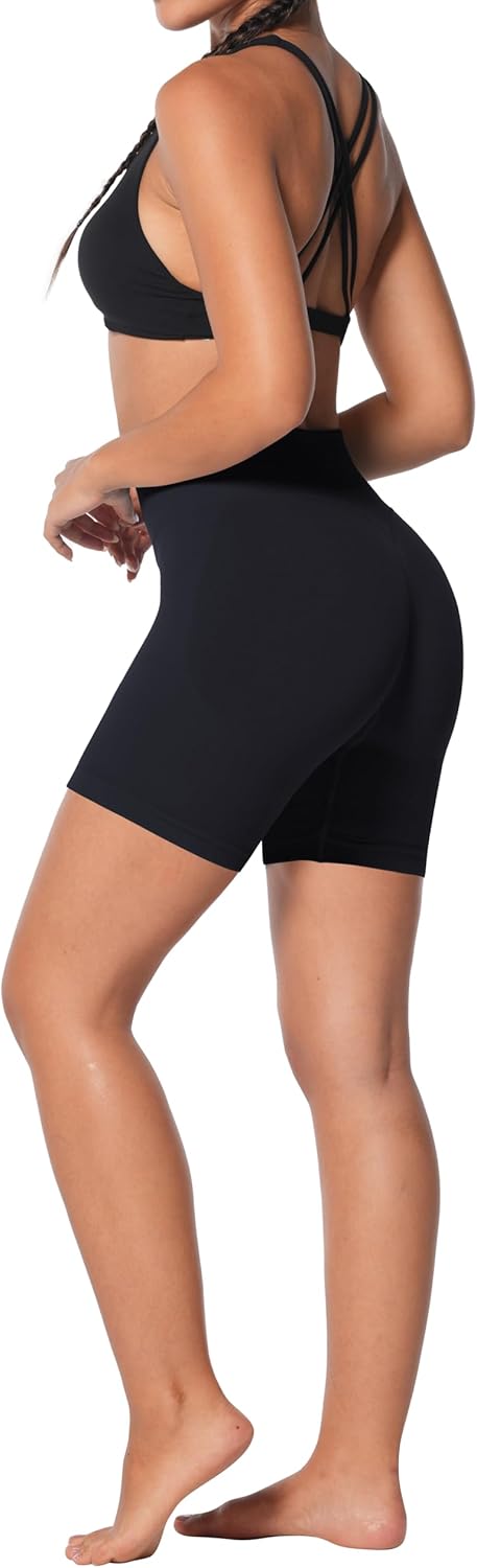 Sunzel Women's Seamless Scrunch Butt Biker Shorts – High Waisted Booty Lifting Workout Yoga Gym Shorts with Tummy Control - Image 5