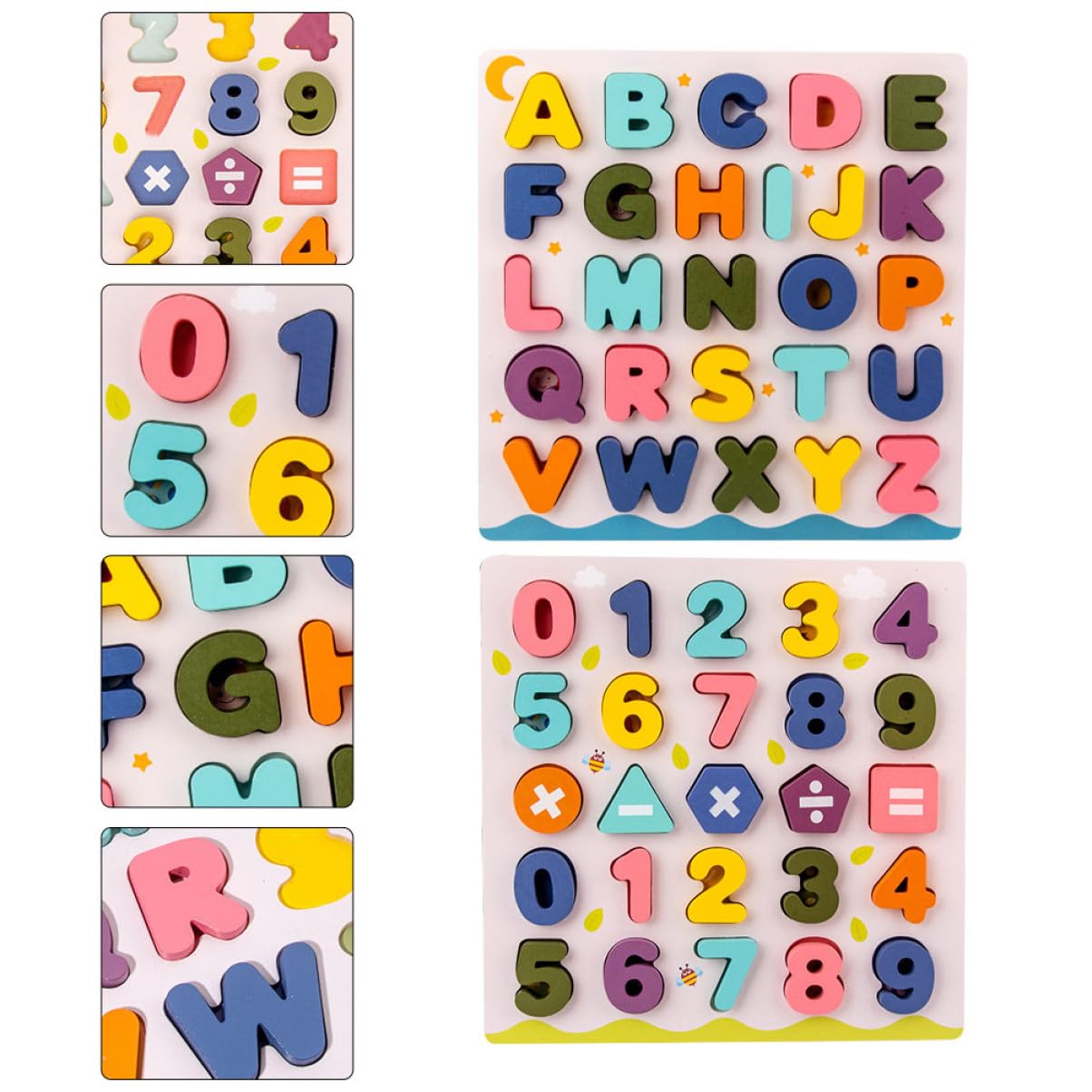 SUPVOX 2 Juegos Juguetes Educativos Madera para Puzzles Números y Letras Colores Brillantes Aprendizaje Infantil Regalo Cumpleaños