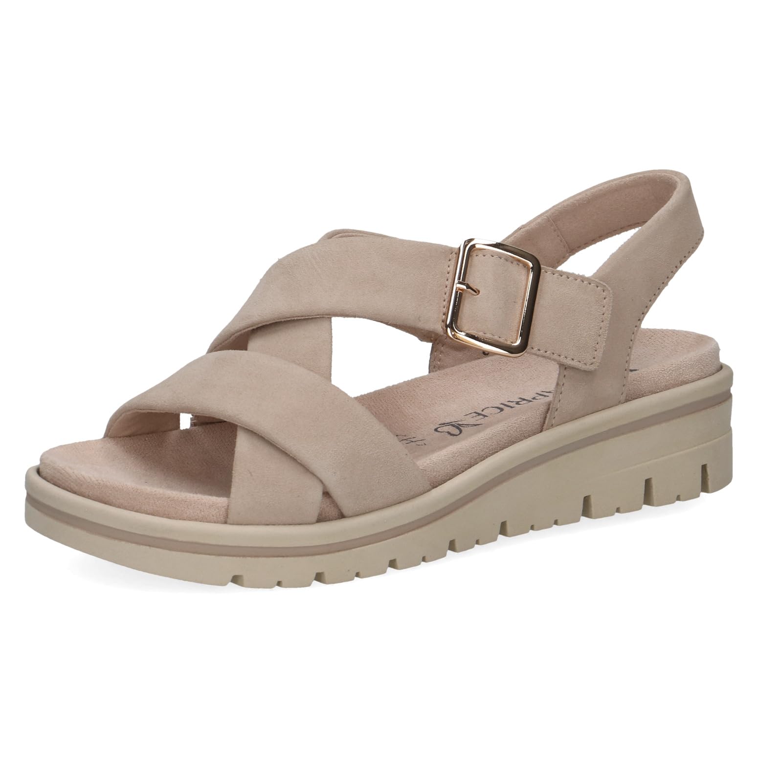 Caprice women's flat sandal in leather, Beige (SAND SUEDE), 7.5 UK