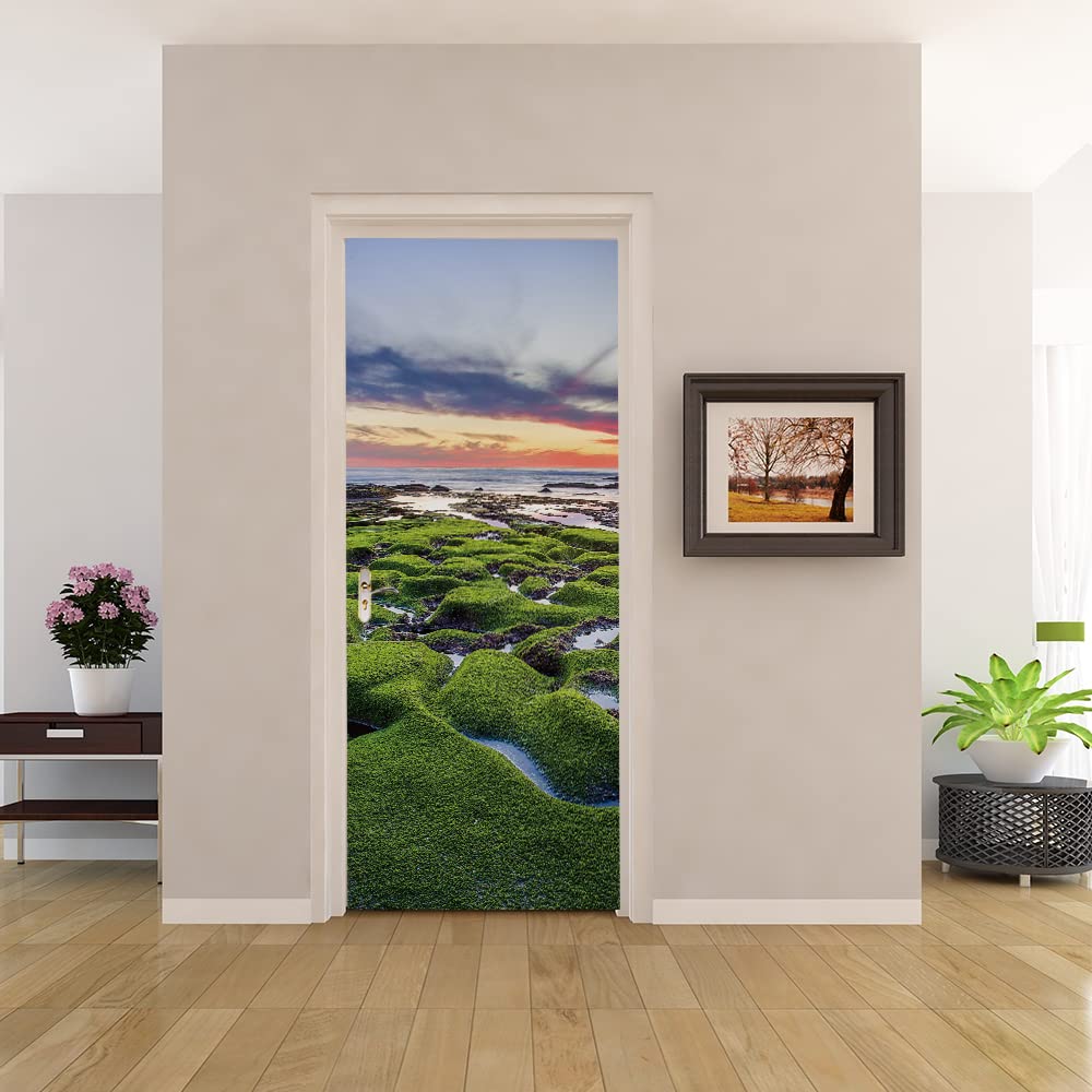 Sticker porte mural interieure 3D papier peint nature 83x204 cm decoration cuisine et salon