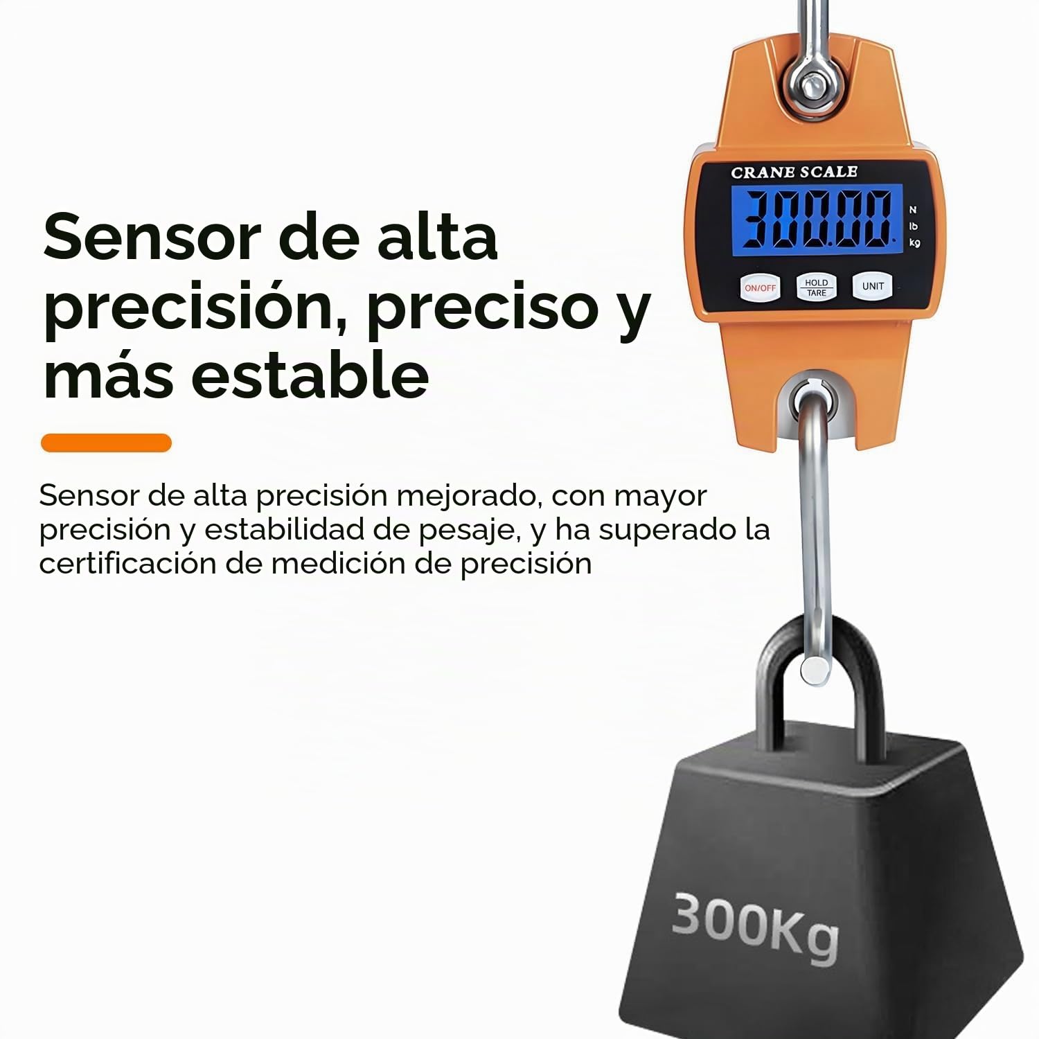 Qumox Báscula digital colgante de 660 libras con caja de aluminio fundido, mini báscula de mano de 300 kg con ganchos para granja, caza, pesca y uso al aire libre (naranja)
