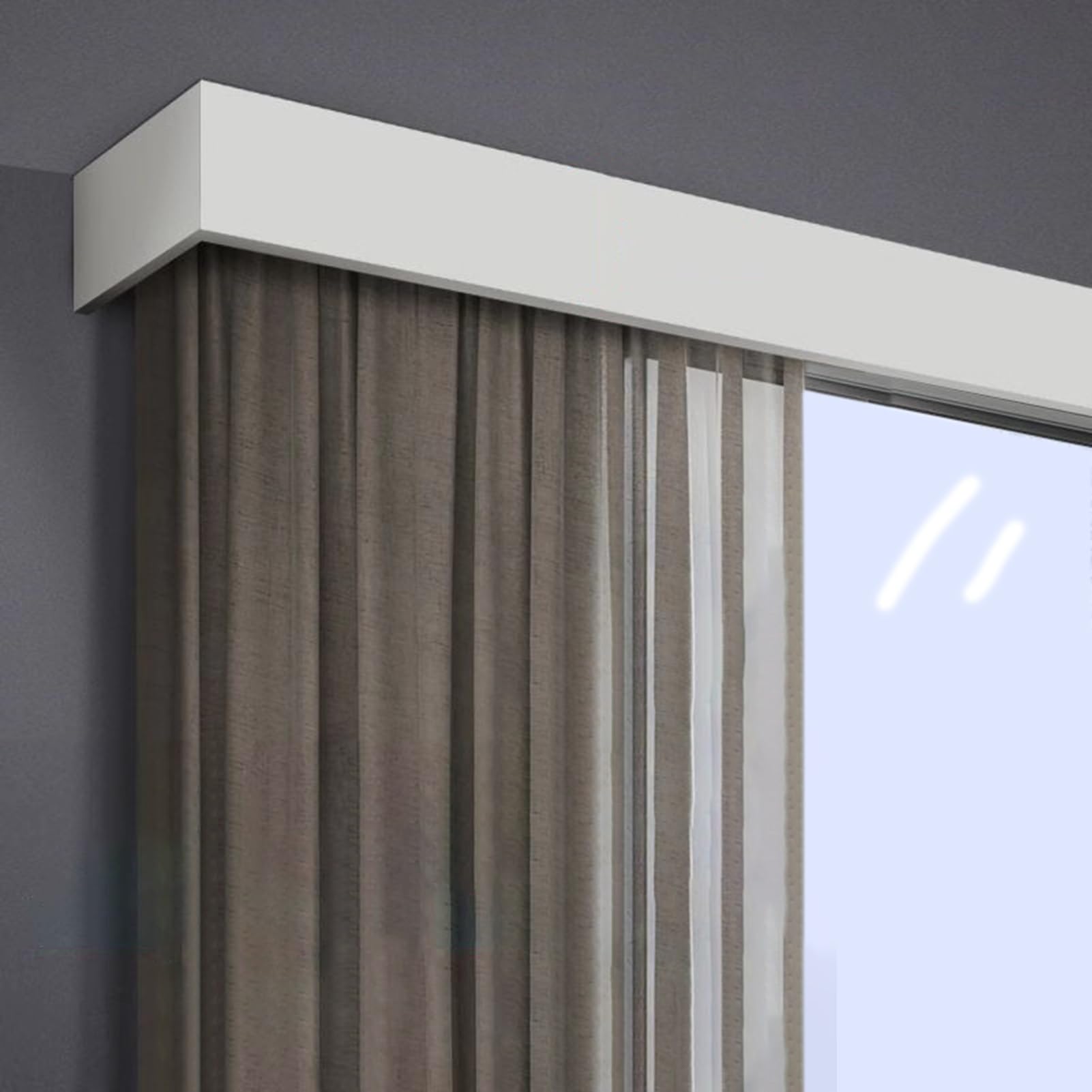 Kunovo Curtain Pelmet Curtain Pelmet with Rails Decorative Panel, Aluminum Curtain Track System Box for Hospital Hotel(Ceiling Mount,3.1m/10.2ft)