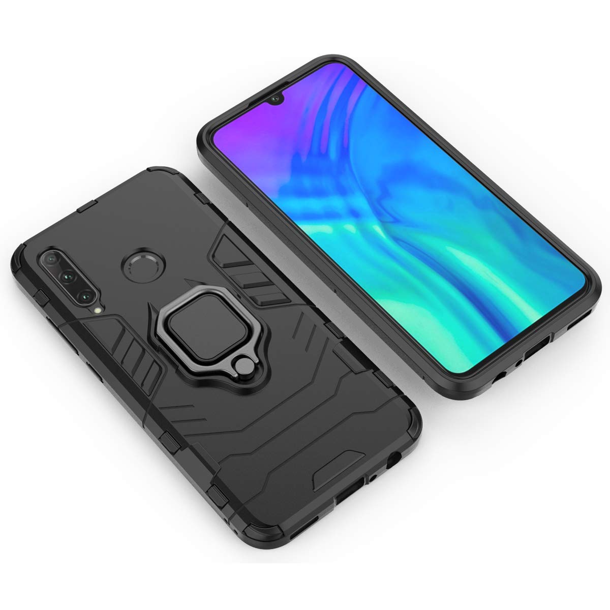 SORAKA Case for Honor 20 Lite with Ring Holder Soft TPU Slim Fit Case Honor 20 Lite Case with Metal Plate for Magnetic Car Phone Holder Black