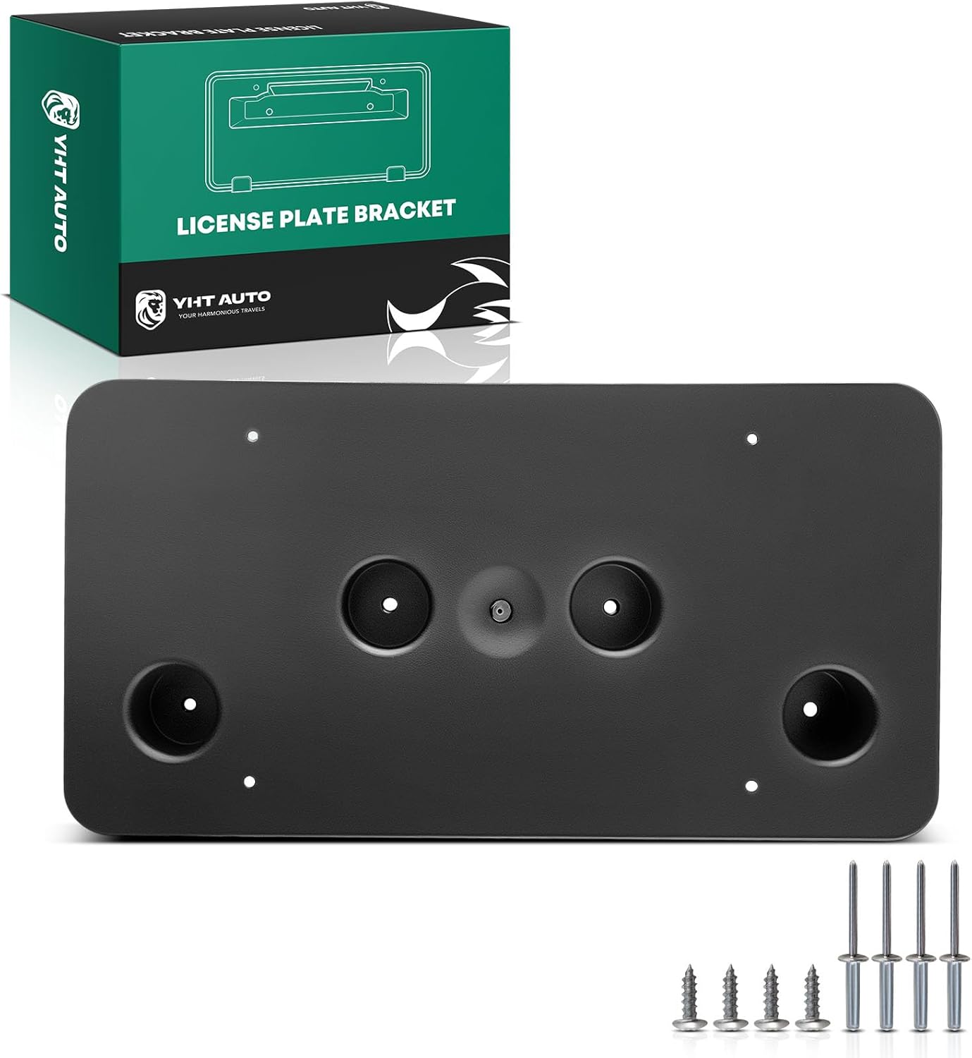 YHTAUTO Front License Plate Bracket w/Screws Compatible with Chevrolet Tahoe/Suburban 2015-2020, with Off Road Package, Black Bumper License Plate Frame, No Drill Licence Plate Holder