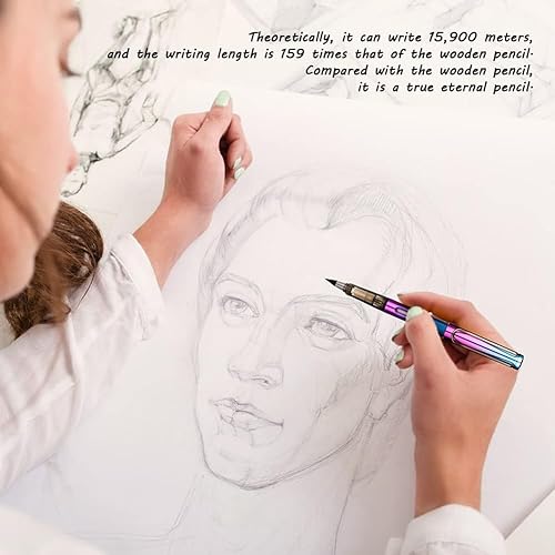 Miniatura 7 de Foever - Lápiz sin tinta, 5 piezas con 5 puntas de borrador adicionales, lápiz reutilizable para escribir y dibujar