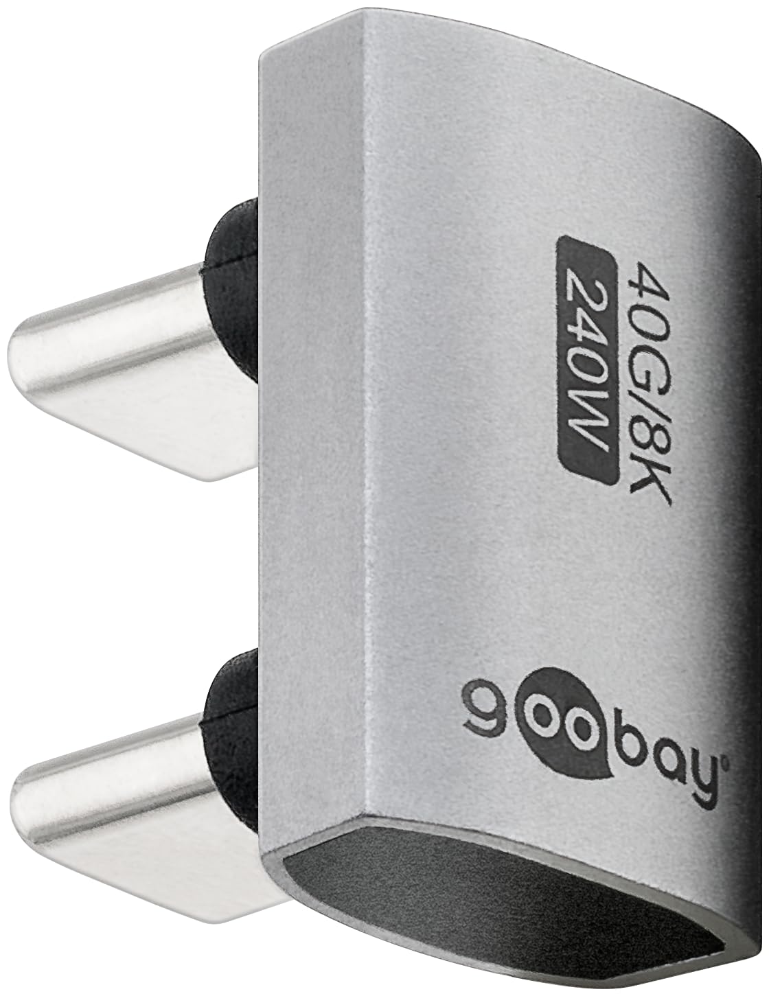 goobay Adapter USB-C 240 W 40 Gbit przedłużacz 180° w kształcie litery U USB4 (wtyczka na wtyczkę) / adapter USB 4.0 8K 60 Hz, kompatybilny wstecznie USB 3.1, USB 2.0/74446