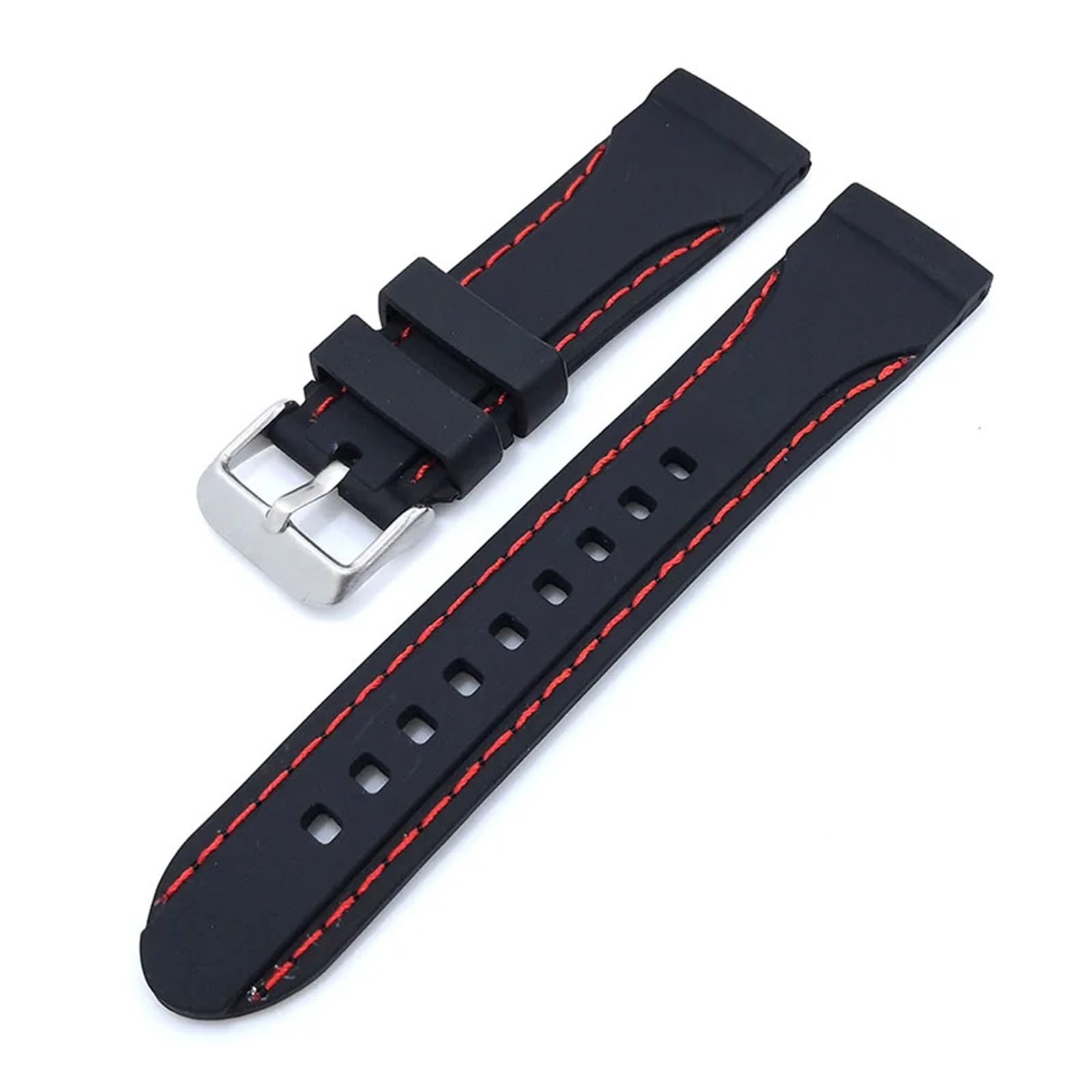 Cinturino in silicone impermeabile per orologio sportivo, 20 mm, 22 mm, 24 mm, accessori di ricambio per orologio (linea nero-bianca, 24 mm)