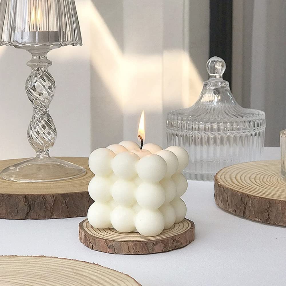 2 candele a forma di cubo, candele in cera di soia a forma di corpo, profumate versate a mano, simpatiche candele di cera per la casa e regali (bianco crema