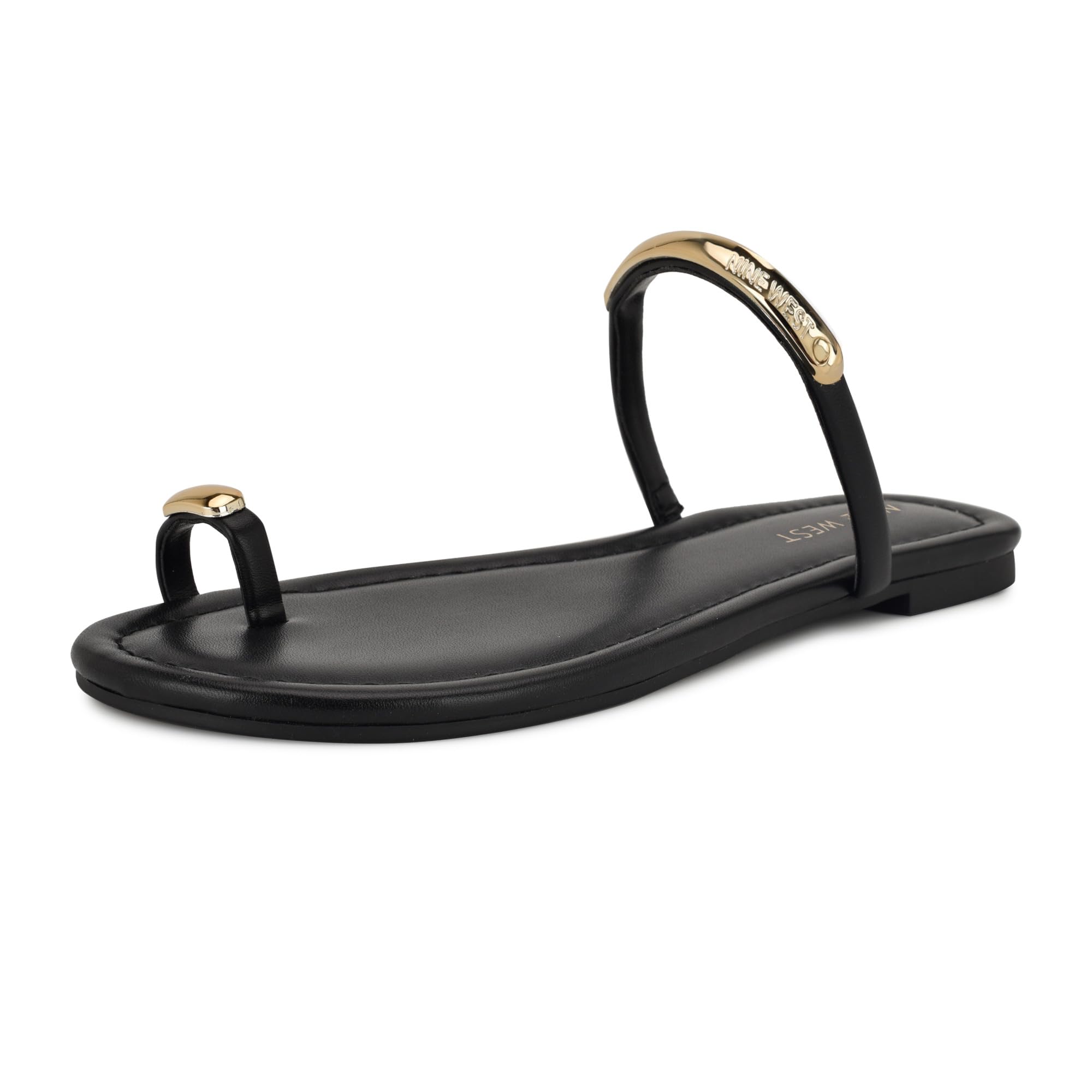 Nine West Women's Balon Flat Sandal, Black 001, 6 UK