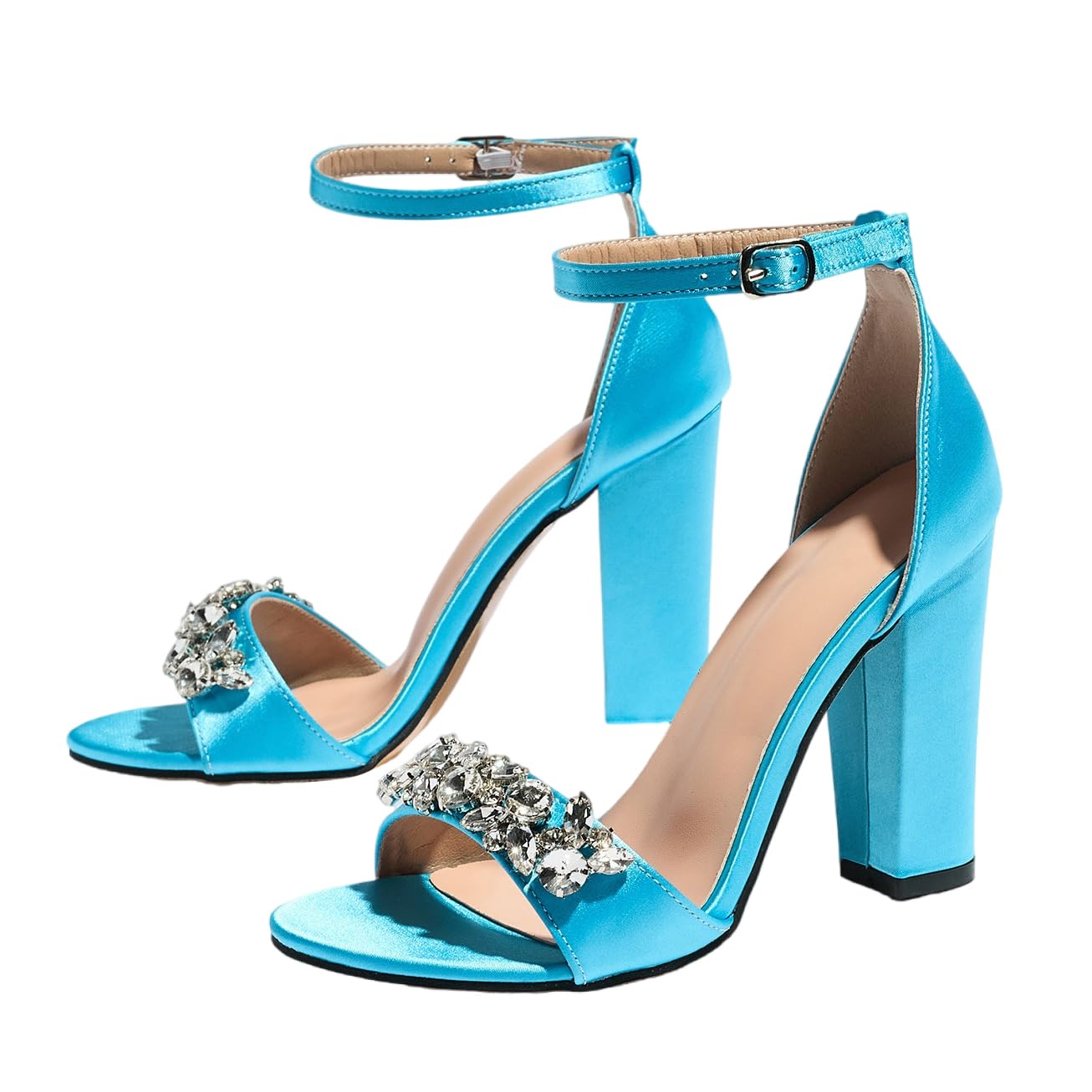 Sandalias Elegantes de Mujer de rayón Verde Esmeralda con Tira Dedos de pedrería, para invitadas de Boda y Fiestas de cóctel