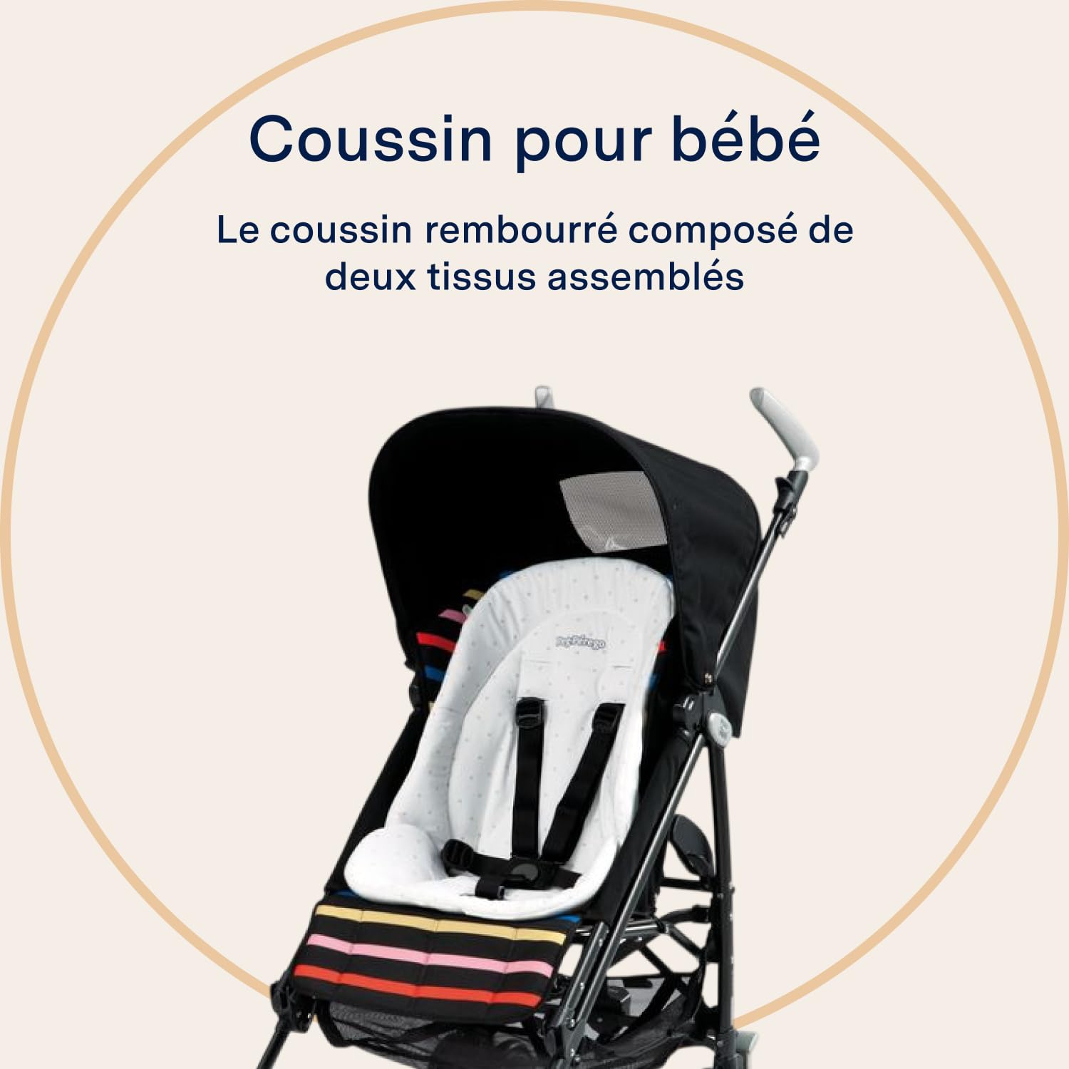 PEG Baby Cushion - Coussin Réducteur Rembourré Universel - En Coton et Jersey pour Poussettes et Chaises Hautes Peg Perego