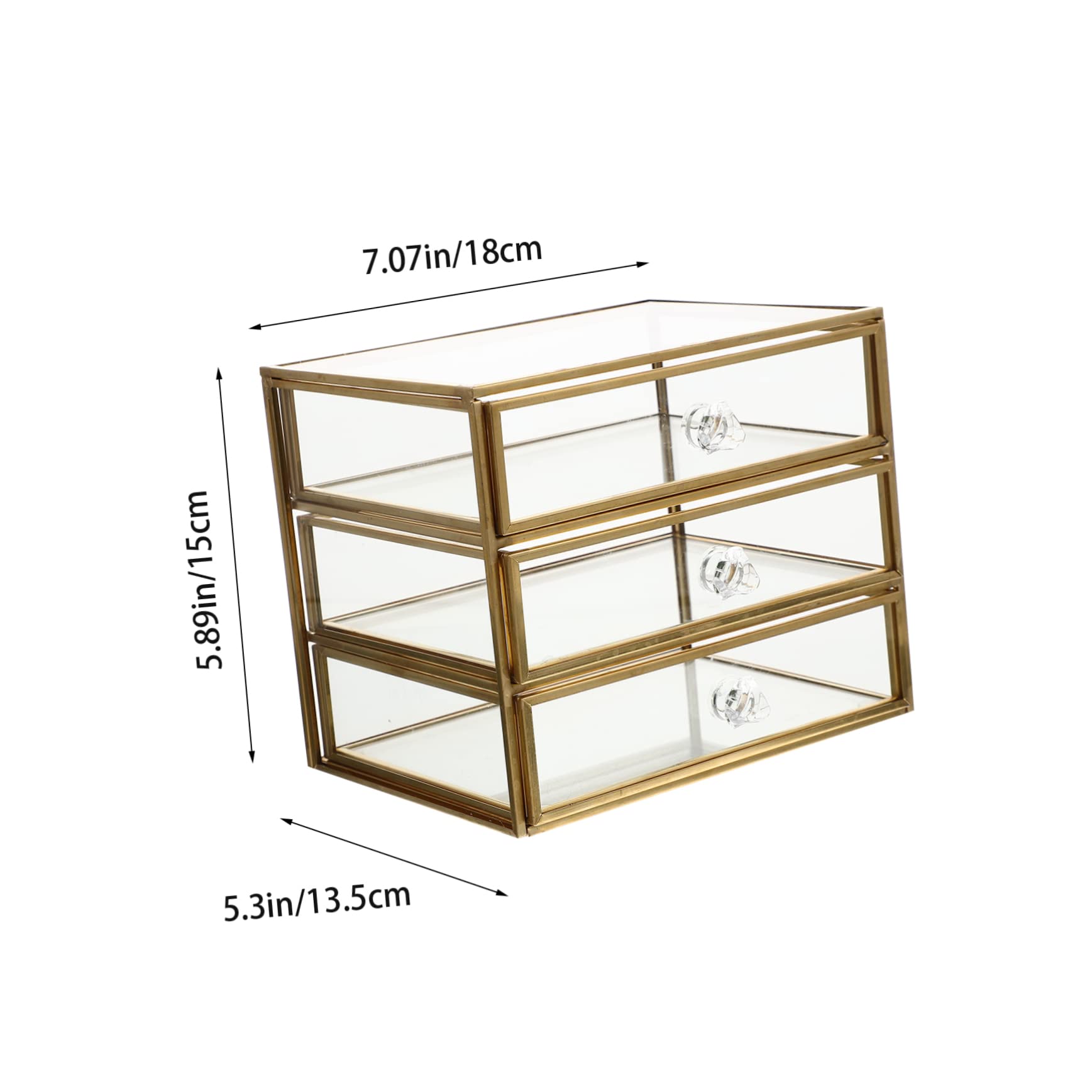 Caja de Almacenamiento Tipo Cajón de 3 Niveles, Aleación y Vidrio