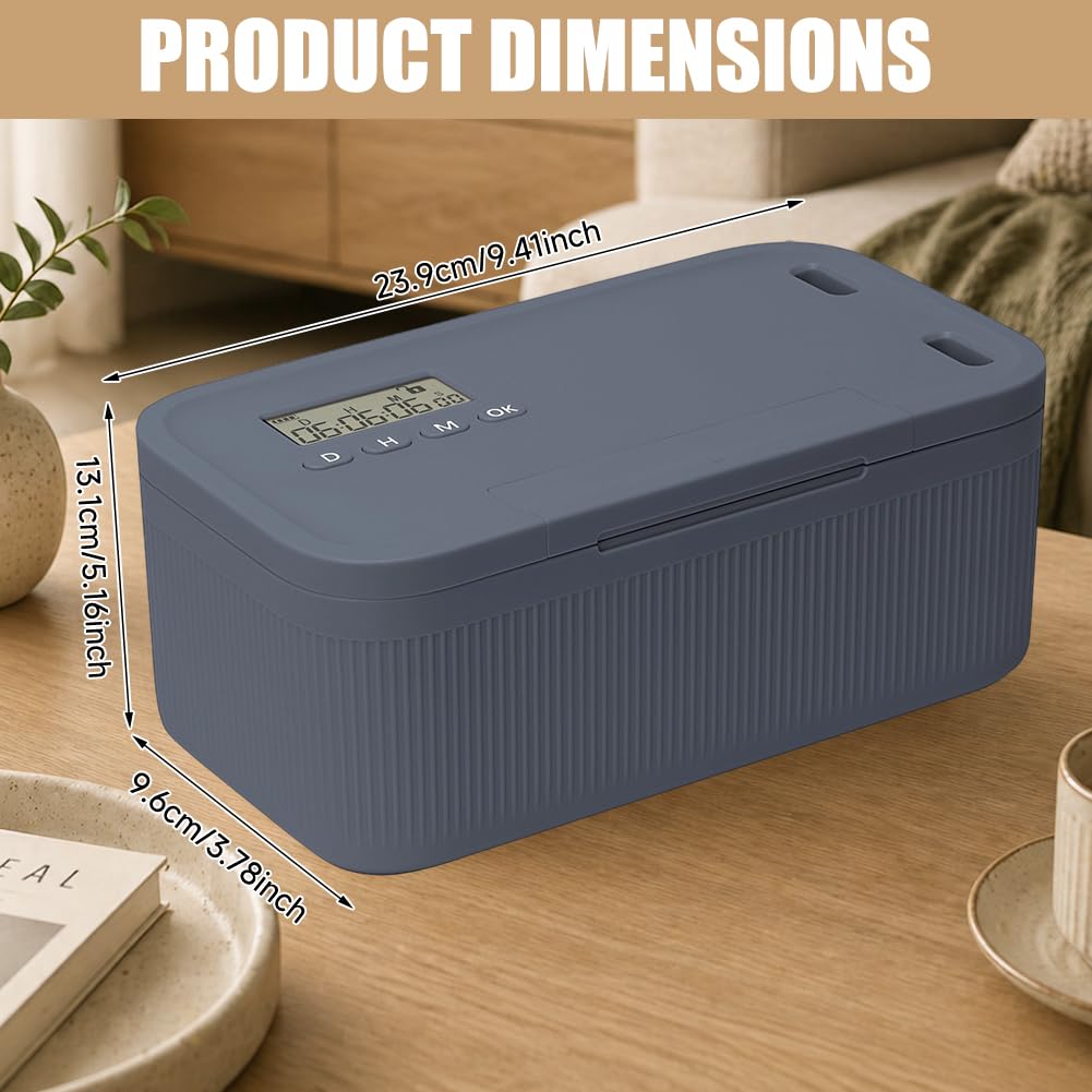 Zeitschloss Box mit 2 Arbeitsmodus, Handy Safe Timed Lock Boxs, Handy Gefängnis, Tragbar Zeitschloss Box Phone Suchtmanagement, 23.9x13.1x 9.6 cm (Grau)