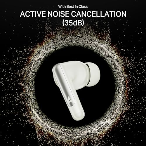 Image of Boat Airdopes 141 Elite ANC, ANC(~35dB), 4Mics ENx Tech, 42H Battery, Fast Charge,Stream Ad Free Music via App Support, IPX5, Bluetooth Earbuds, TWS Ear Buds Wireless Earphones with mic (White)