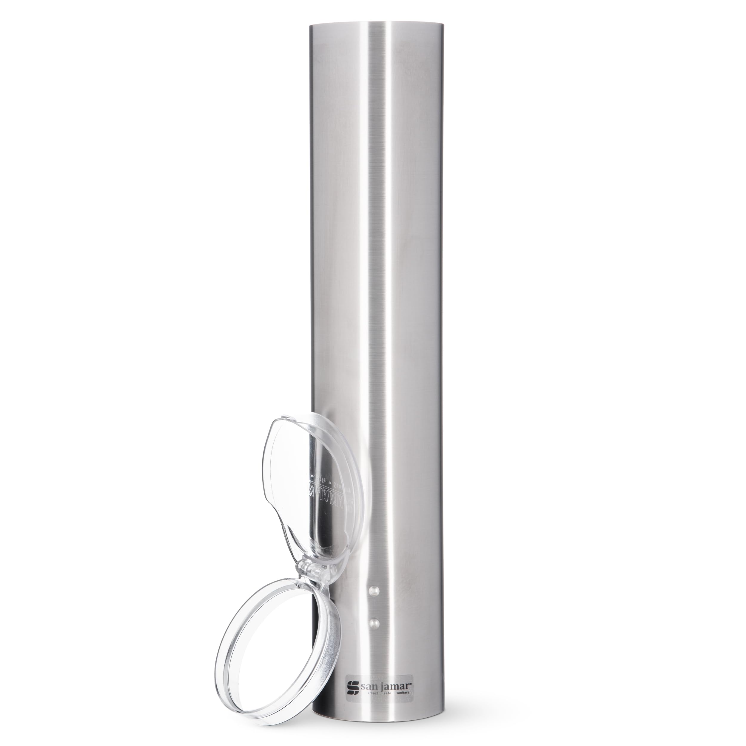 San Jamar c4150ss Acero Inoxidable Pequeño pull-type Dispensador de vasos de agua con tapa de plástico, 90 – Cono de 130 ml ml Tamaño De La Taza planas, 90 – 150 ml de tamaño (carcasa de 12) (12 unidades)