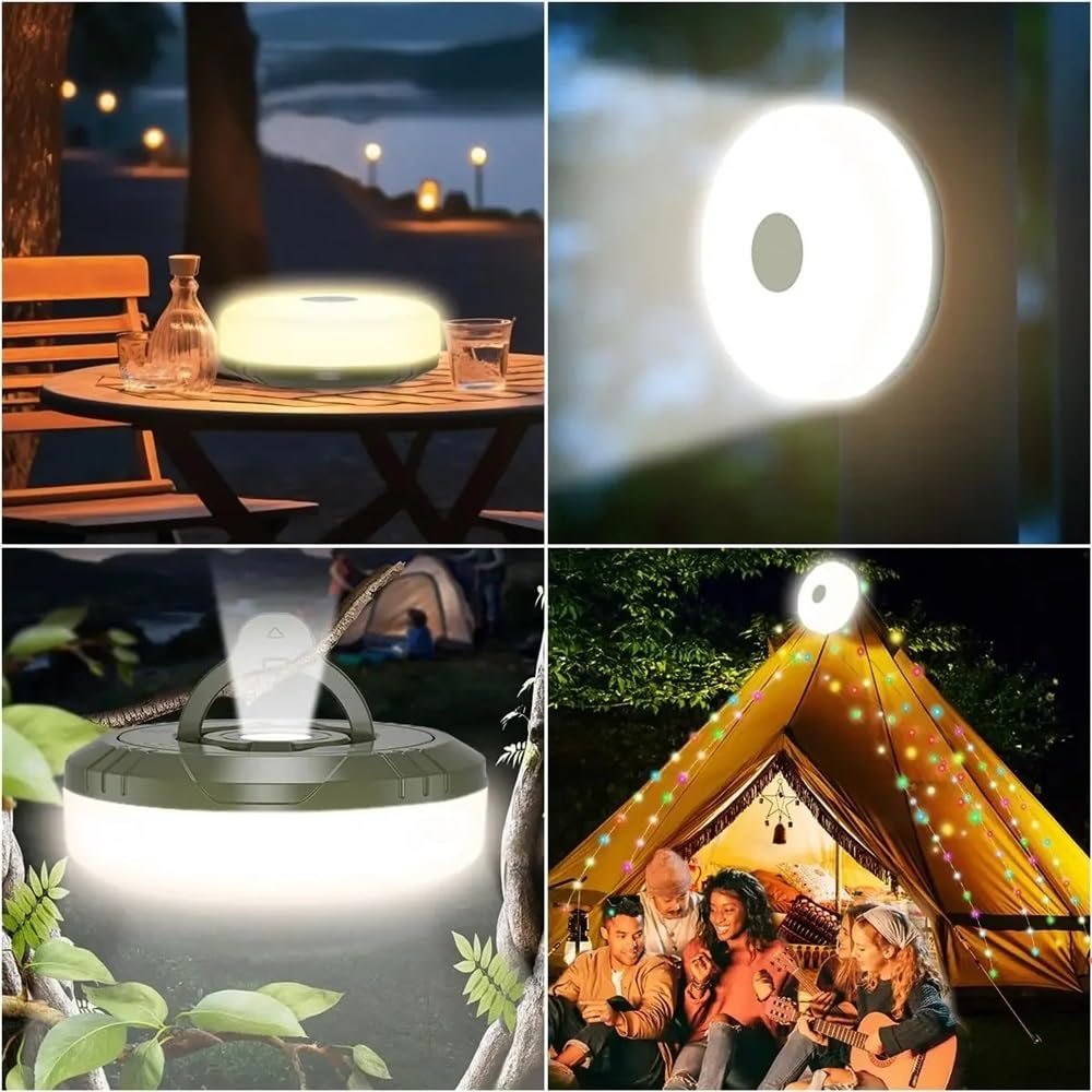 Wielofunkcyjna konstrukcja 4 w 1 Lampa kempingowa String USB Ładowana lampa zewnętrzna do namiotu Lampka dekoracyjna XTE Latarka LED z haczykiem magnetycznym