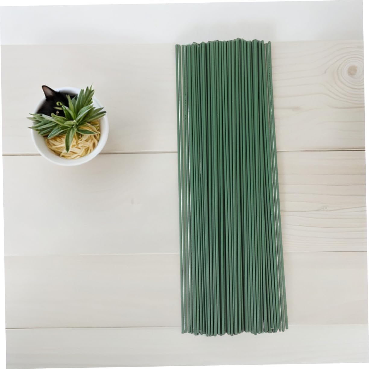Homoyoyo 100pcs Green Floral Iron Wires Flower Craft Metal Stems for Artificial Arrangements for Home Decor and Wedding Floral Projects