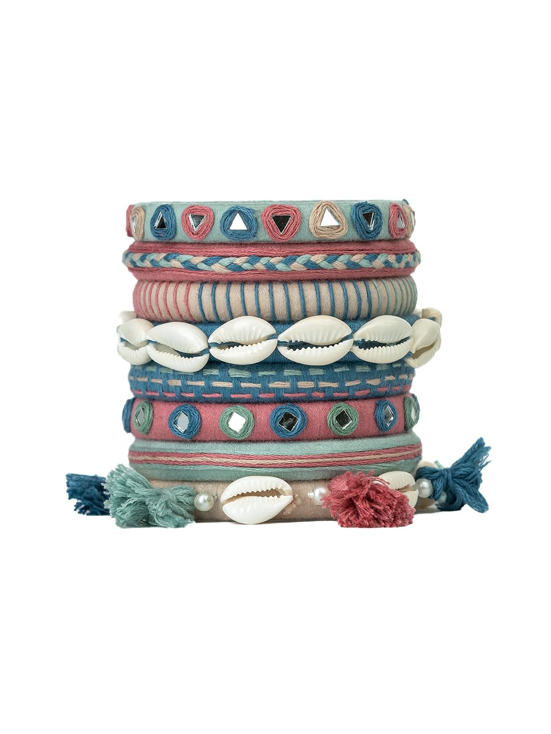 Amrita pastel coloured mirror work shell with handmade tassel Navratri bangles set For Women & girls Size 2.2 Set of (8 Bangles) (B0DF5W32LB) Amazon Price History, Amazon Price Tracker