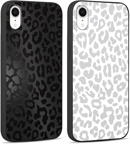 Paquete de 2 fundas para Apple iPhone XR de 6.1 pulgadas con bonito estampado de guepardo, diseño de leopardo de lujo, fundas de silicona suave y