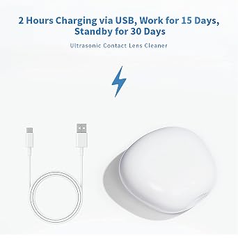 Ultrasonic Contact Lens Cleaner Rechargeable Eye Contact Cleaner with Vanity Mirror Compact Contact Lens Cleaner Support Fast Cleaning Fits All Contact Lens (Model AMT11)