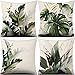 Fodere per Cuscini Foglie di Piante Tropicali Floreali Verdi Fodera per Cuscino Decorativo Federa Quadrata in Cotone e Lino per Divano Letto Divano per Auto e Bomboniere Estive 45 x 45 Set di 4