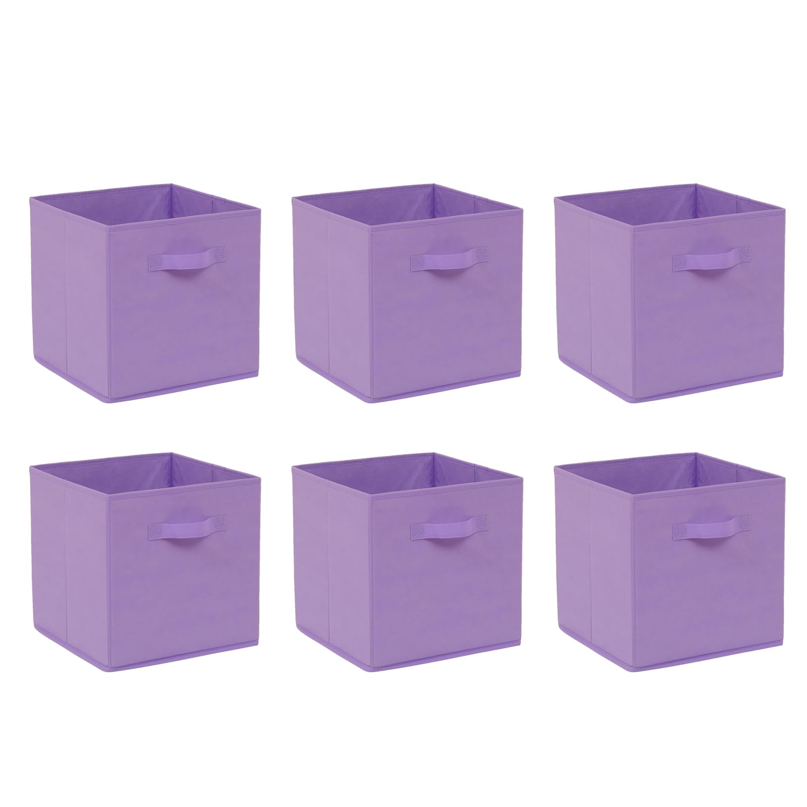 2 PCS Folding Collapsible Storage Cube Boxes with Handle for Kids Toy Clothes, Foldable Canvas Unit Cube Organiser Basket Bin for Nursery Children Bedroom Wardrobe (30*30cm Light Purple, Pack of 6) โ image 1
