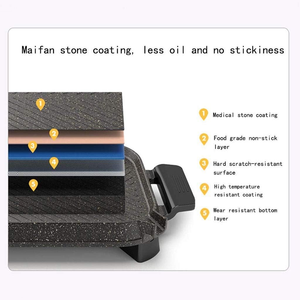 Electric Grill, Smokeless Baking Pan Household Non-Stick Barbecue Machine Maifan Stone Hot Pot Pot，Applicable 3-8