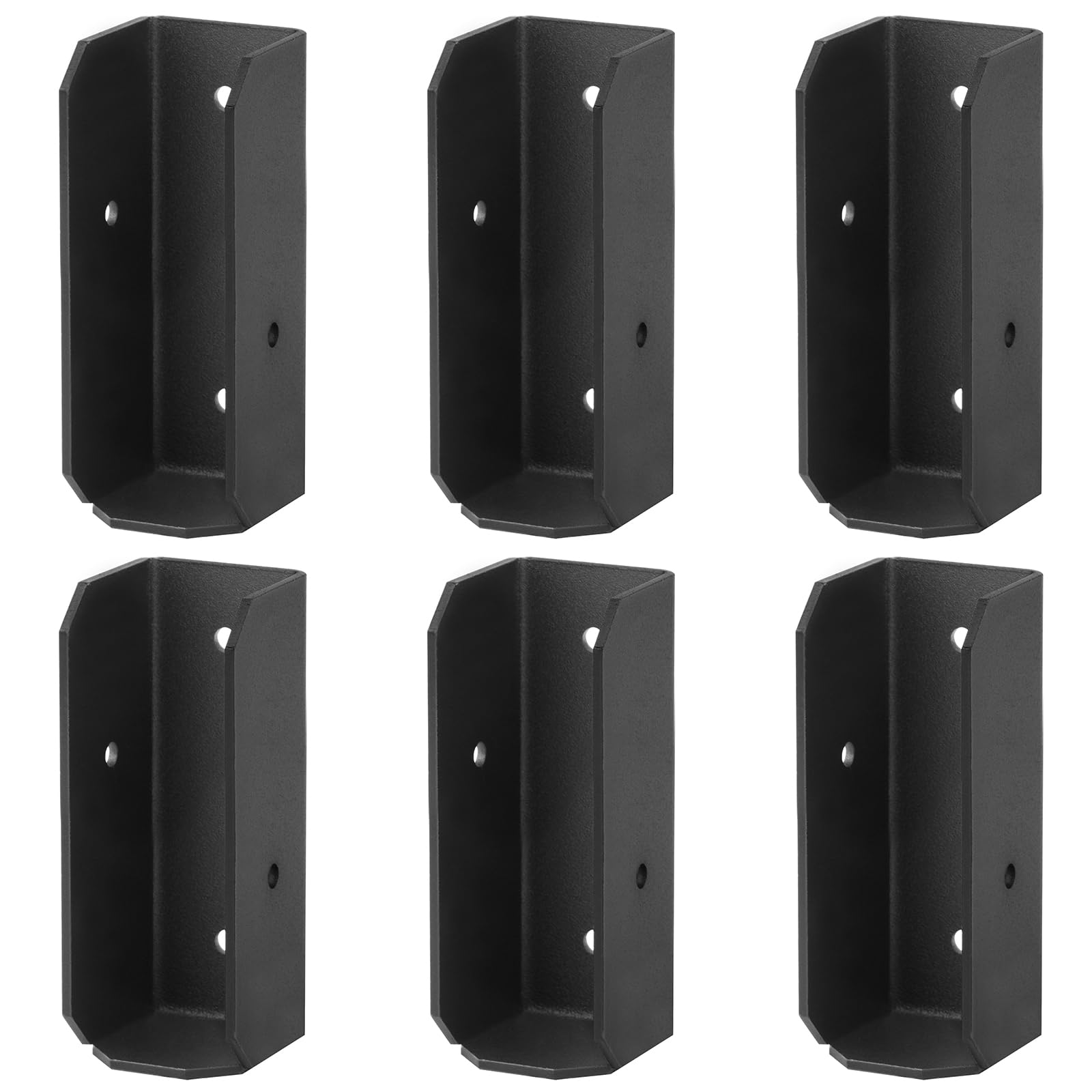 Confezione da 6 staffe nere per binari per recinzioni, 2 x 6, connettori per ringhiere del tetto, calibro 11