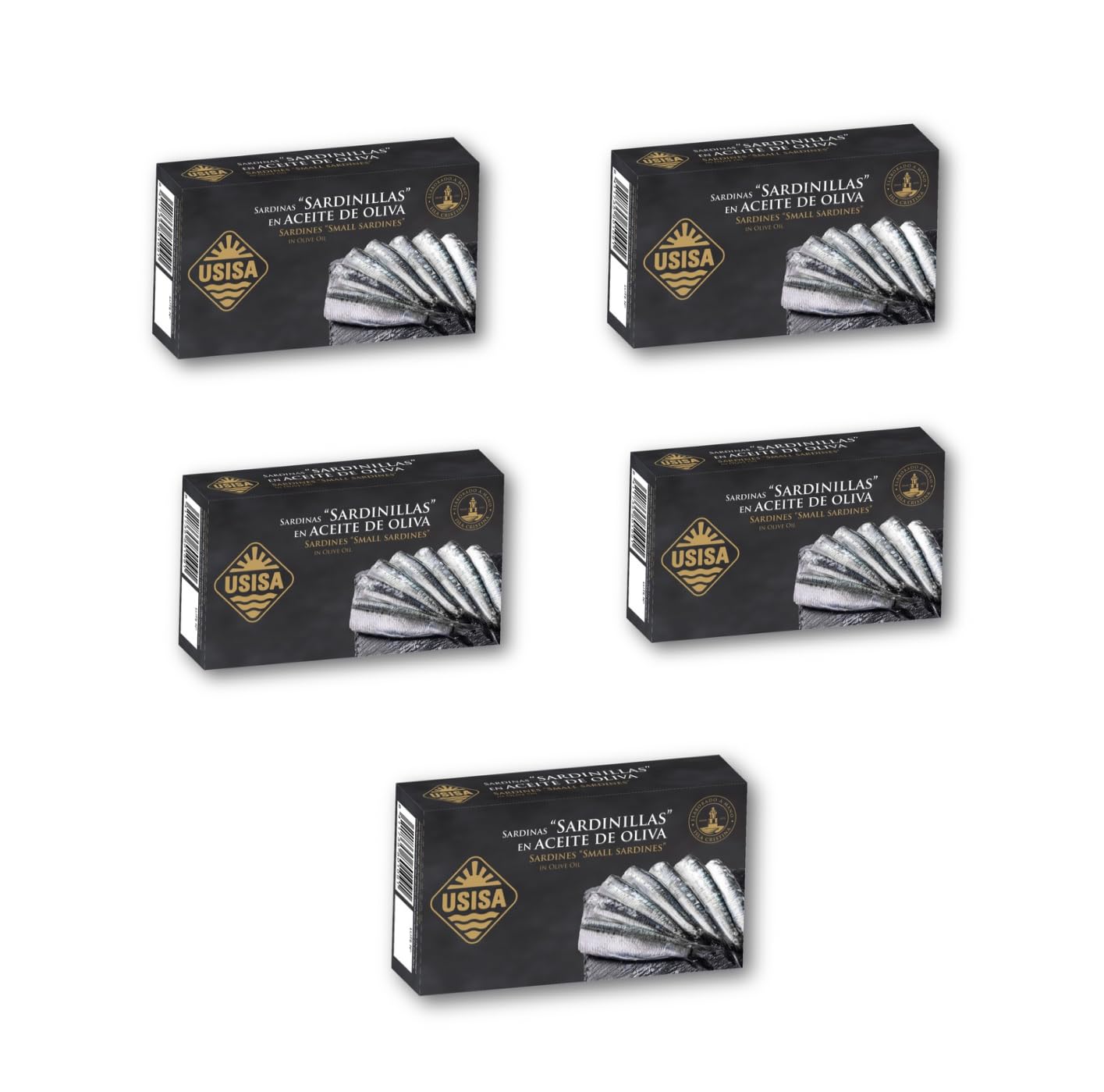 Sardinillas en Aceite de Oliva de USISA - Conserva de Pescado | Pack de 5 Latas de 120g