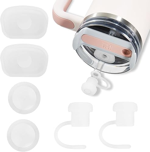 Juego de 6 tapones de silicona para derrames Tapón de fugas para Stanley Cup 1.0 2.0 40oz 30oz accesorios de vaso que incluyen 2 tapas de pajilla,