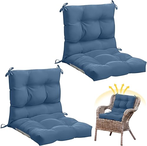 Marsui 2 cojines copetudos para sillas de respaldo alto para interiores y exteriores, muebles de patio con lazos, resistentes al agua, de repuesto