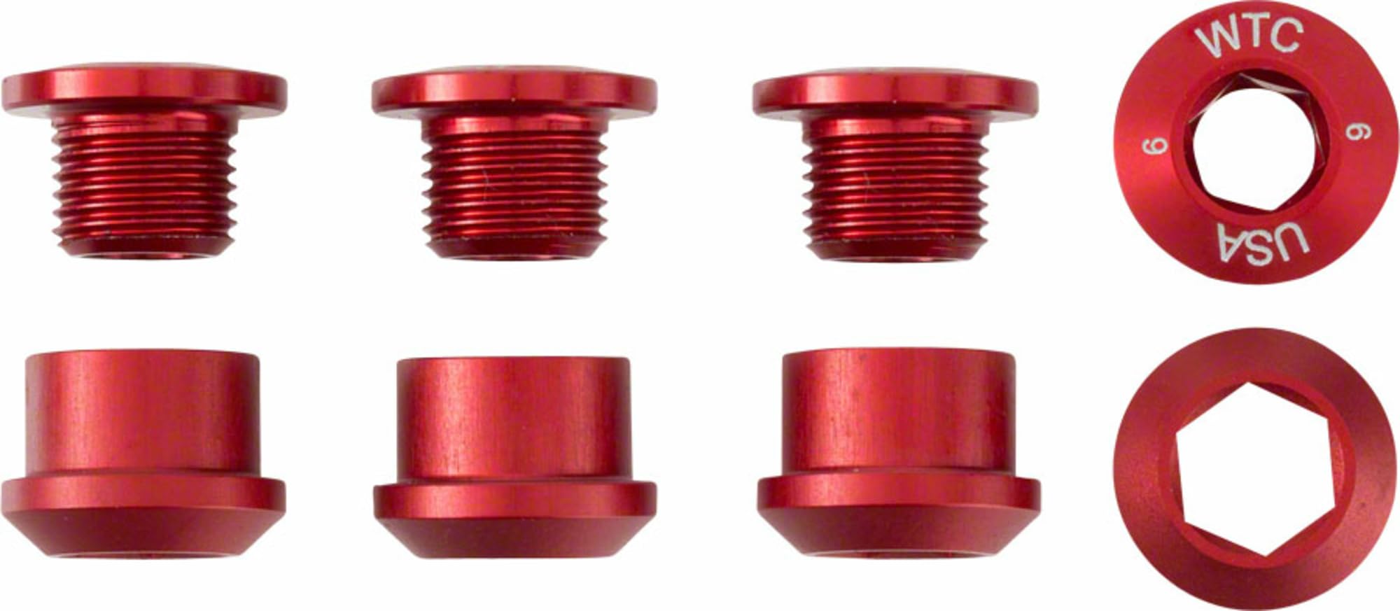 Wolf Tooth Components Set of 4 Chainring Bolts for 1x use Dual Hex Fittings Red by Wolftooth