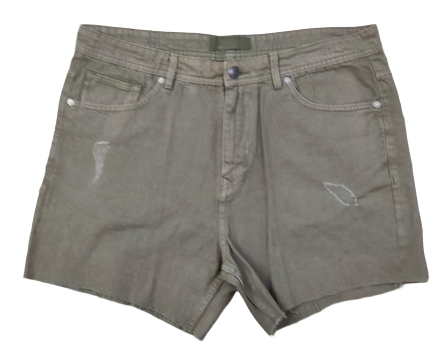 happening Plus Size Women Non Stretch Denim Boyfriend Shorts - Length 15.5 inches - Slightly Rugged - HIGH Rise - Faded Green Color - Waist Size (2XL) 36 to (3XL) 38 inches-picture-20