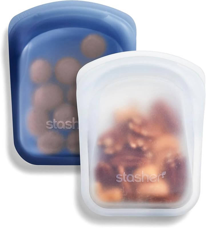 Reusable Silicone Pocket Bags, 2-Pack, Deep Ocean, 4 oz | Food-Safe Silicone, Freezer, Microwave, Dishwasher, Oven Safe, Meal Prep, Travel Pouch, BPA-Free, Eco-Friendly, TSA Friendly