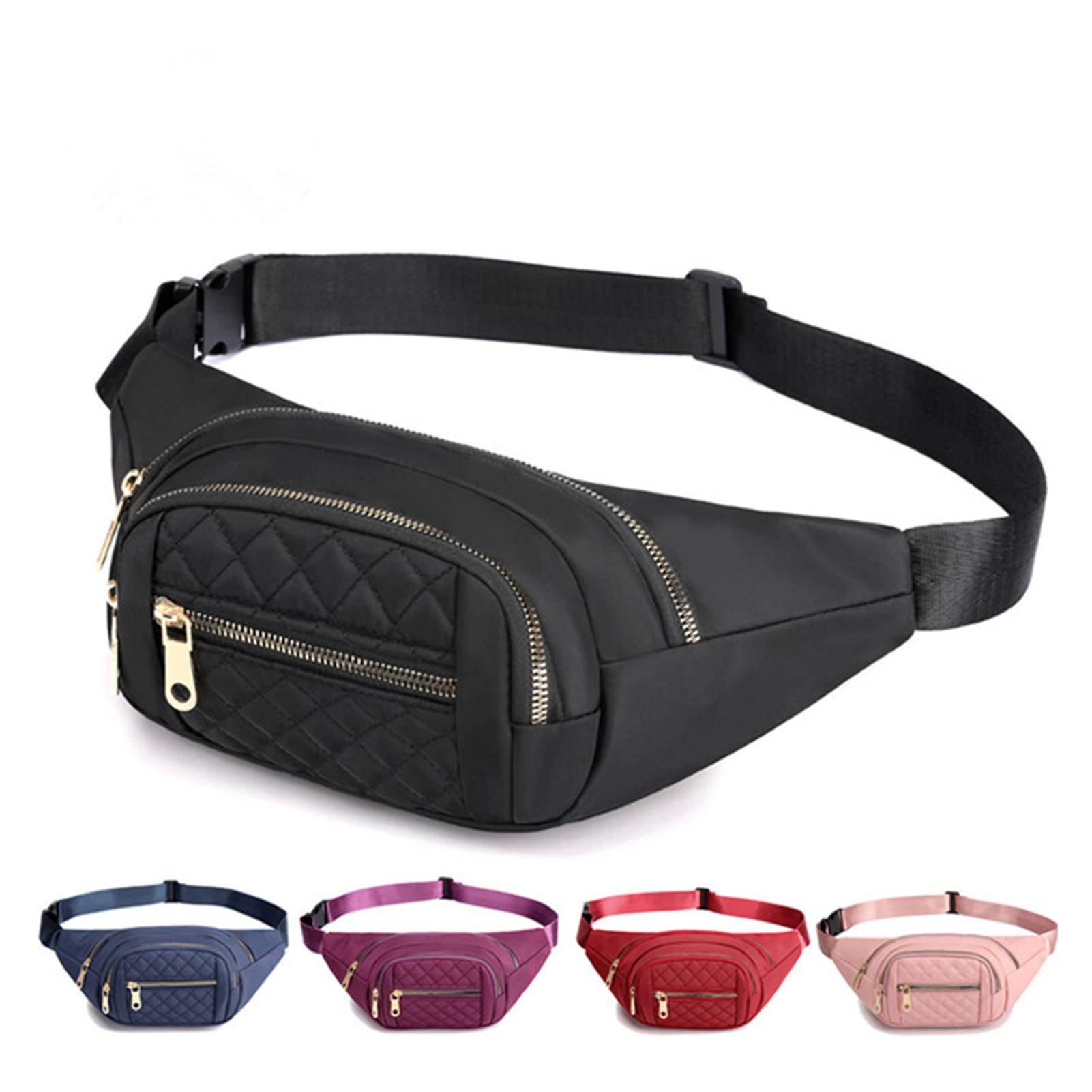Frauen Taillenbeutel Oxford Stoff wasserdichtes Gürtelbeutel Multi Reißverschluss Design Crossbody Chest Bag Frauenpaket Bananen Hüfte Geldbeutel (Color : A Blue)
