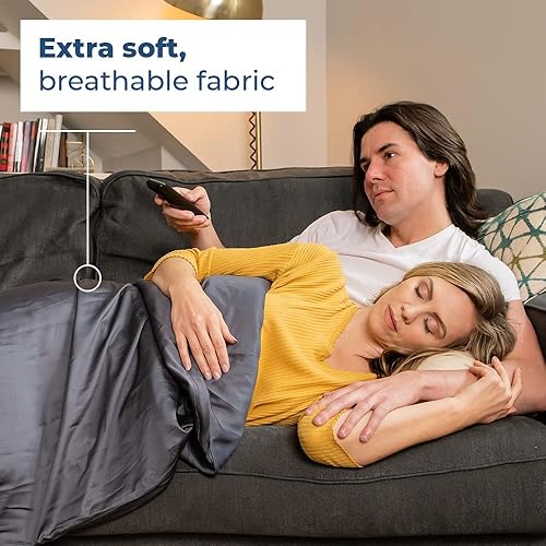 Miniatura 6 de Sleepa Manta con peso de 25 libras, manta transpirable con peso con cuentas de vidrio de primera calidad y funda de microfelpa extra suave, manta