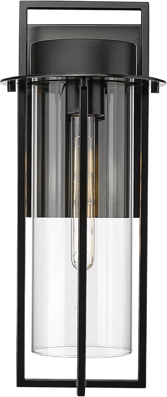 ML Lighting | Russell Collection | 10501-PBK | 1 Light Outdoor Wall Sconce in Powder Coated Black Finish with Clear Glass Shade | Perfect for Walkways, Porches, Backyards, Patios, and Driveways