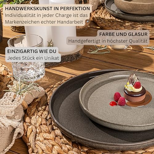 SÄNGER Kairo | Tafelservice 12 teilig, Steingut Geschirr Set 4 Personen, 4x Speiseteller 4x Dessertteller 4x Schalen Geschirrset & Schale mehrfarbig, Teller Set mix, Tiefe Teller | VALUE COLLECTION