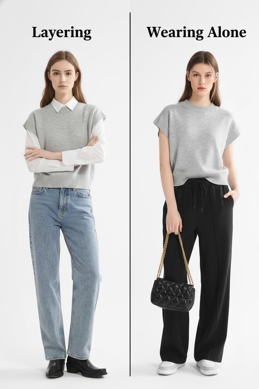 Orolay CHIIONE Women's Spring Sweater Vest Short Sleeve Mock Neck Knit Tops 2026 Trendy Cap Sleeve Pullover Business Casual - Image 4