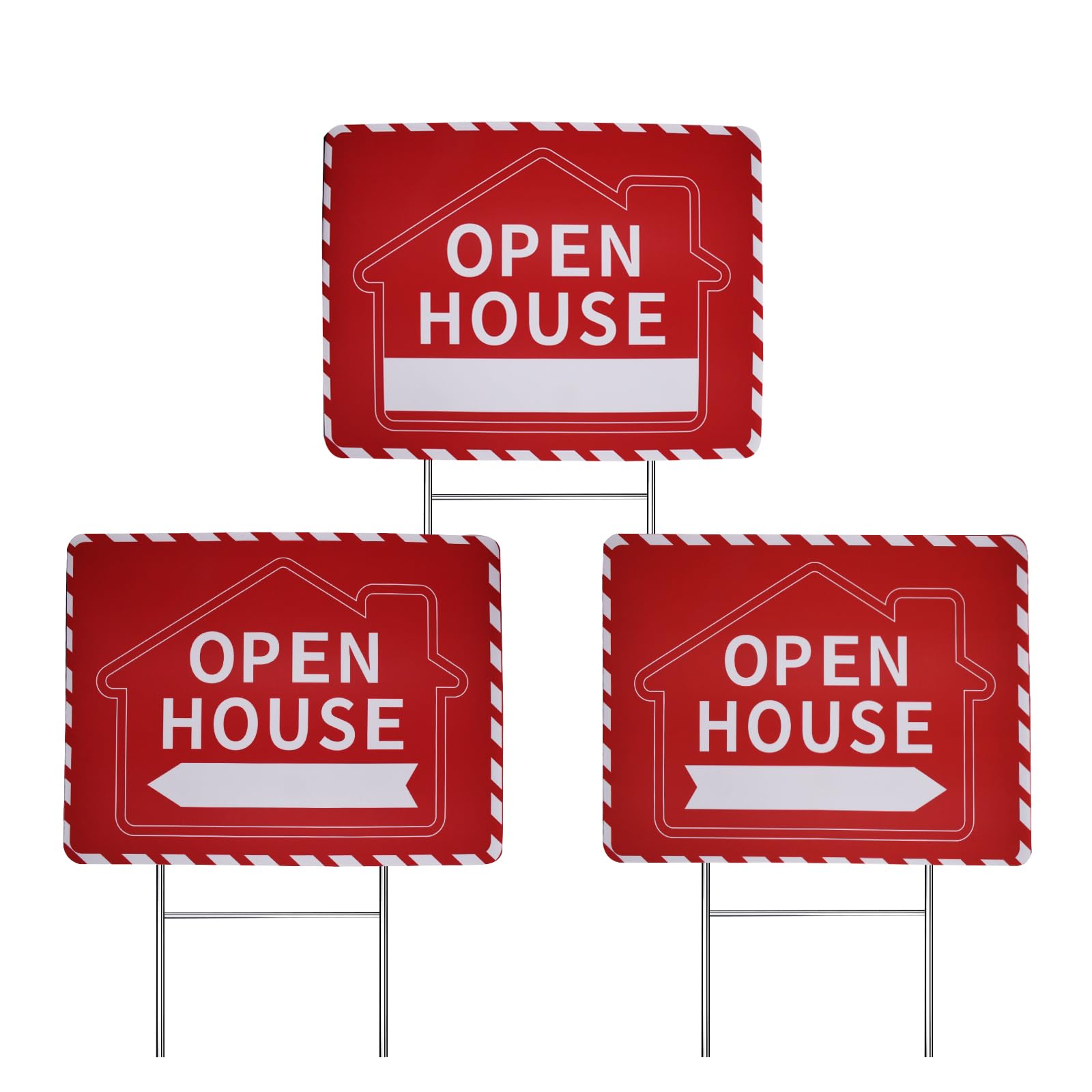 Syiomlis Open House Schilder 3er Set – 38,1x30,5 Cm, Doppelseitig, Mit Metall-H-Pfählen, Wetterfest
