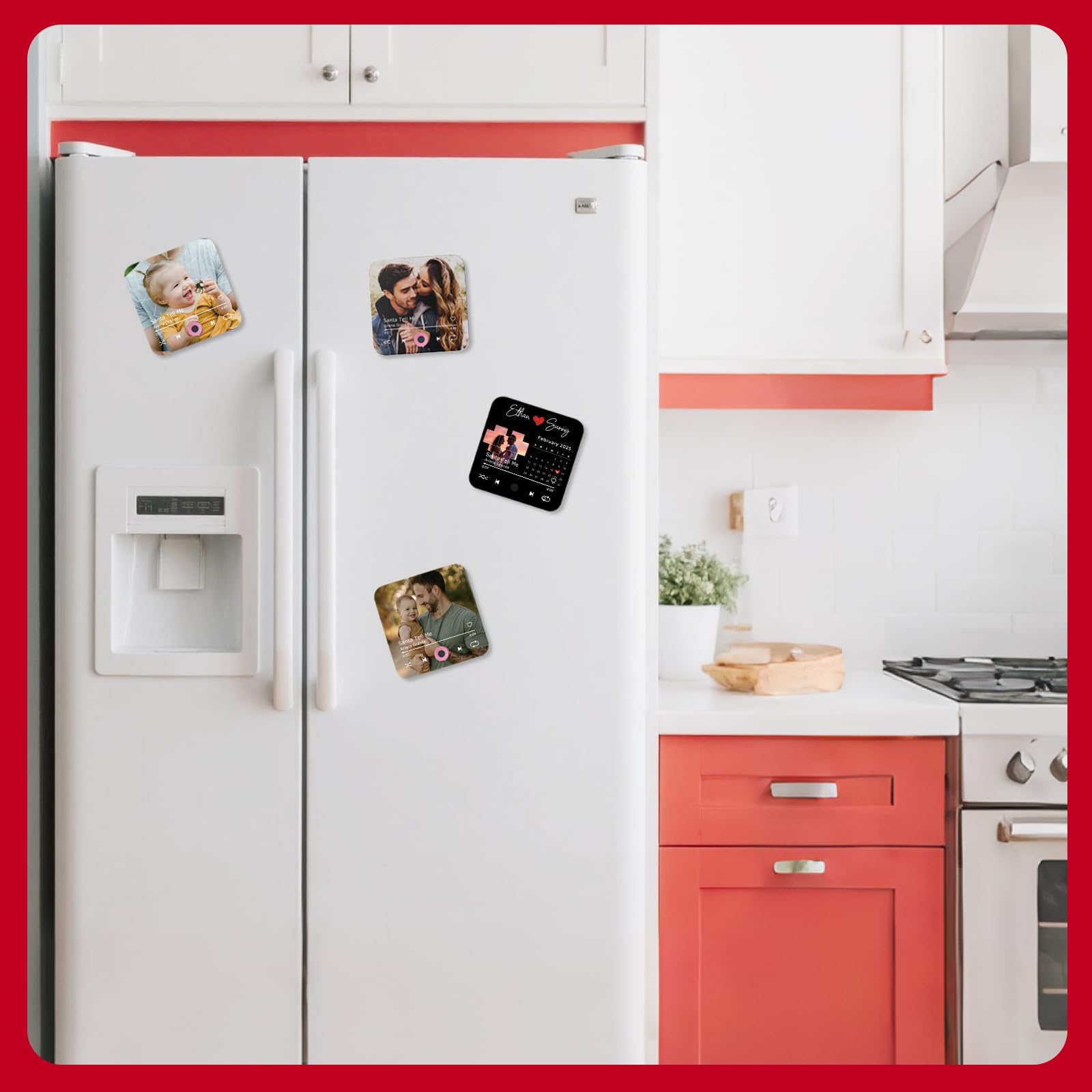 Magnet Musical Chanson Aimant Frigo Musical Personnalisable - Photo + Chanson - Cadeau Couple Noël Saint-Valentin Cadre Photo Réfrigérateur