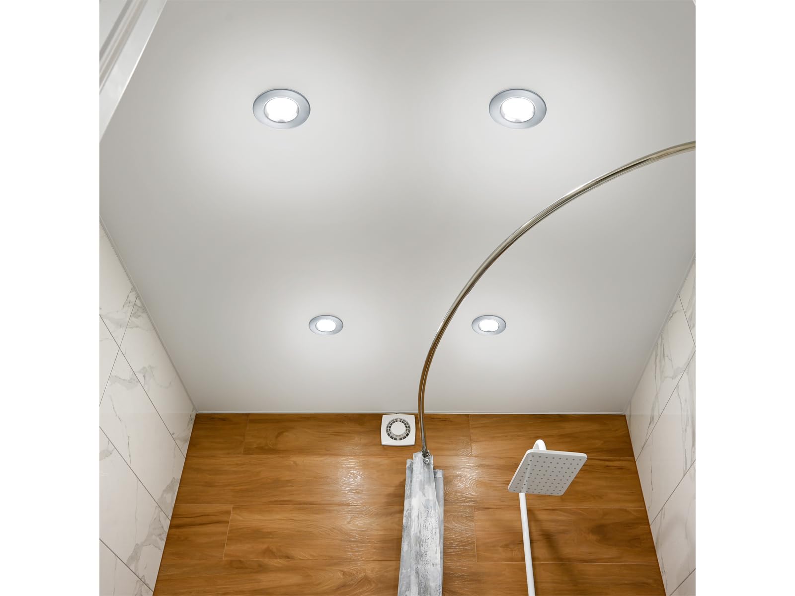 Okrągłe reflektory LED do zabudowy, zestaw 4 sztuk, bezstopniowo ściemniane (za pomocą instalacji domowej), nikiel matowy 5,5 W, elastyczne nowoczesne oświetlenie sufitowe, lampy trio