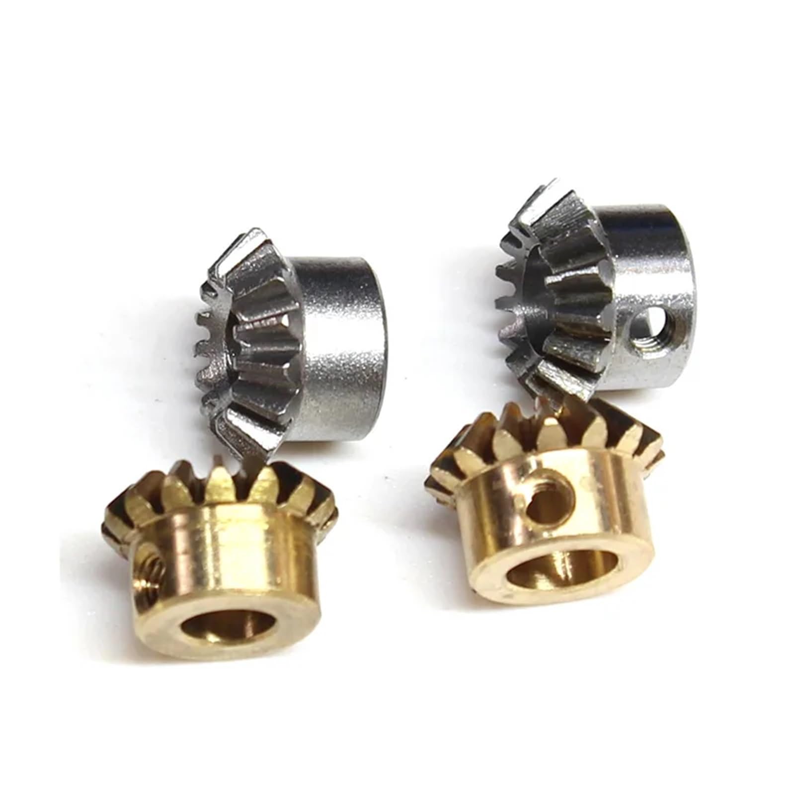 Engrenage conique 0,5 matrice 20 dents trou 3 mm 90 transmission bricolage cuivre acier 1 pièce(Hole2(no screw hole),20T(copper))