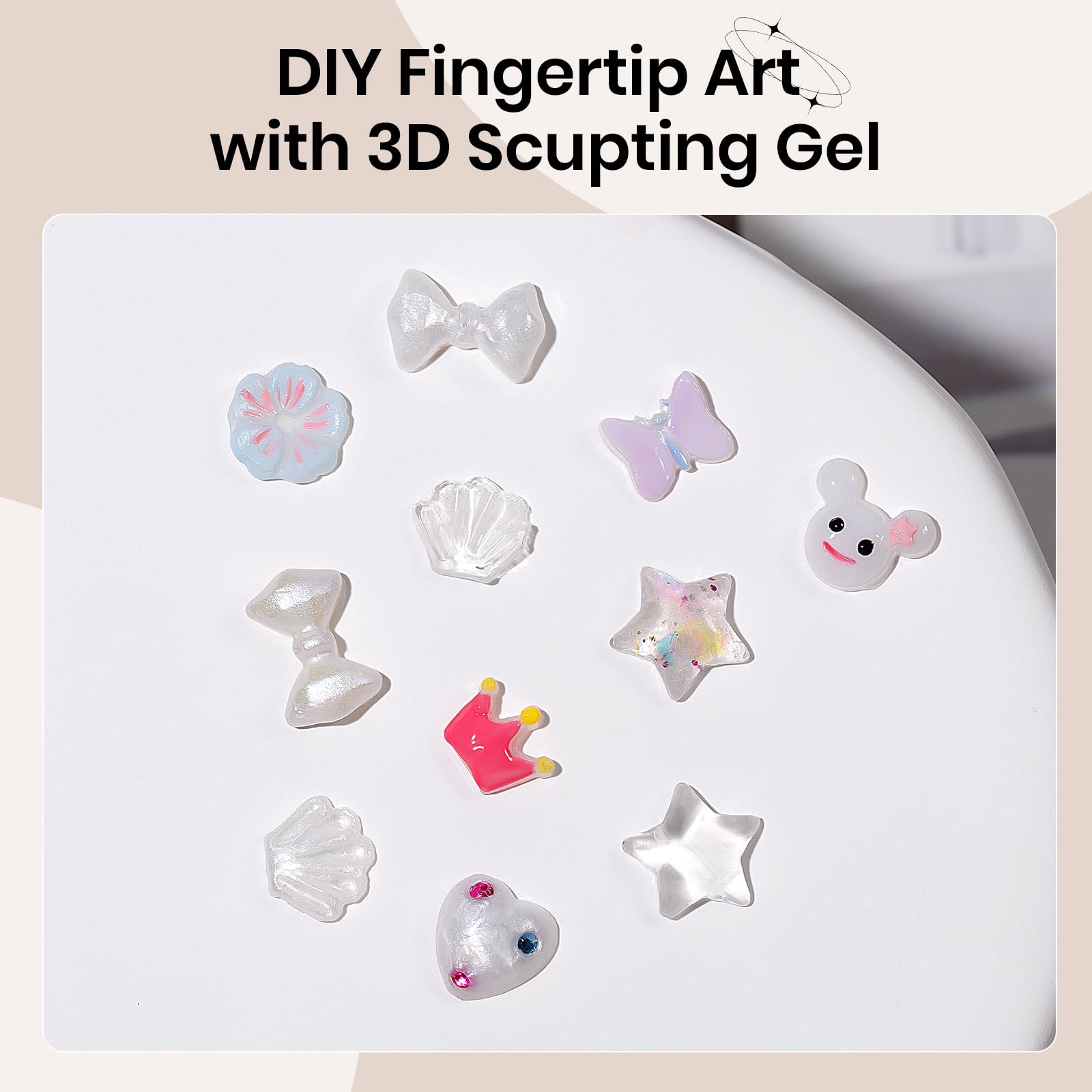 SUPWEE Żel do paznokci 3D, przezroczysty, solidny żel do paznokci, nieprzywierający, 3D, żel do modelowania z pędzelkiem do paznokci i silikonową formą, salon "zrób to sam", do domu, 15 g