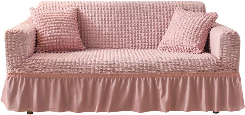 High Stretch Durable Sofa Slipcover with Skirt Couch Cover Lattice Jacquard Easy Fitted Sofa Cover Washable Furniture Protector Loveseat Slipcover Grey