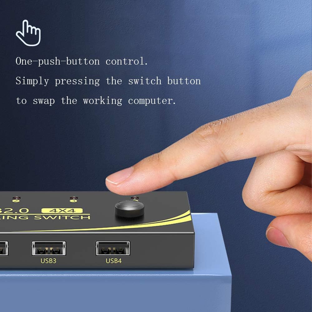 Crazy Clearance eKL USB 2.0 Sharing Switch 4 Computers in 4 USB Peripheral Out Switcher for PCs Mouse Keyboard Scanner Printer with 4 Pack USB A to A Cable