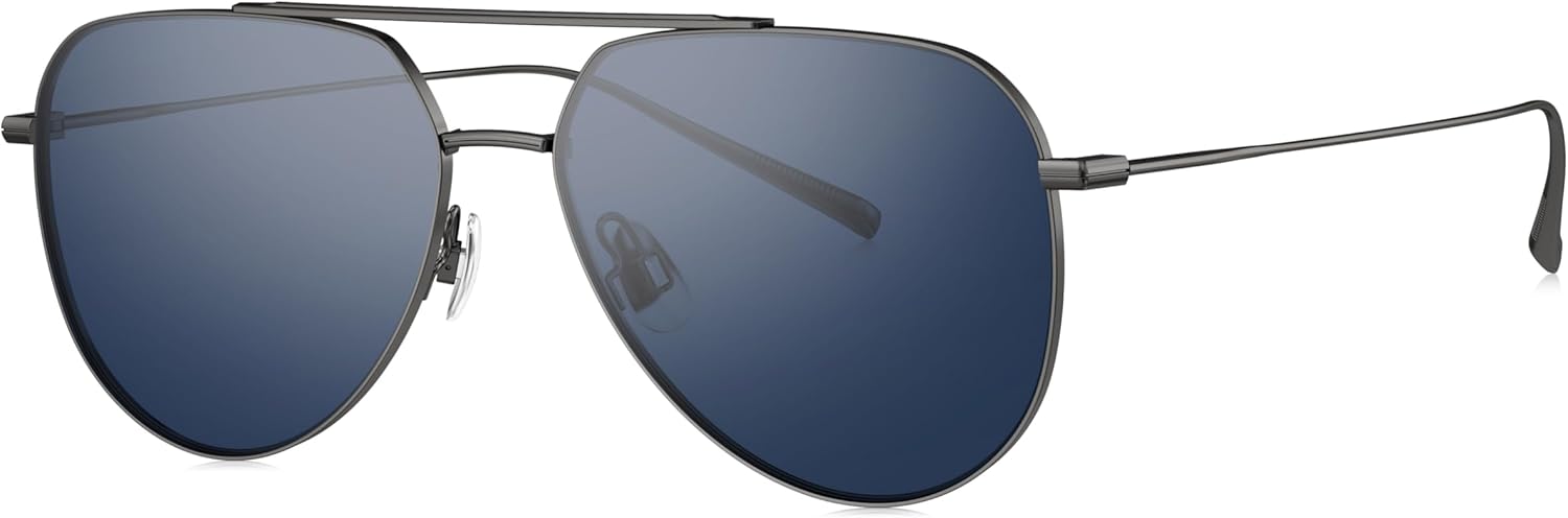 BOLON Ultra Lightweight Full Titanium Classic Aviator Polarized Sunglasses, Exclusive Eyewear Brand of EssilorLuxottica