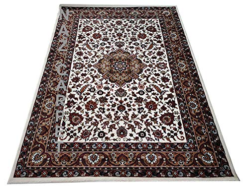 Image of Kashmiri Traditional Woollen Carpet with Advanced 1 Inch Thickness & Classical Look 275x360cm (9x12 Feet) Color White