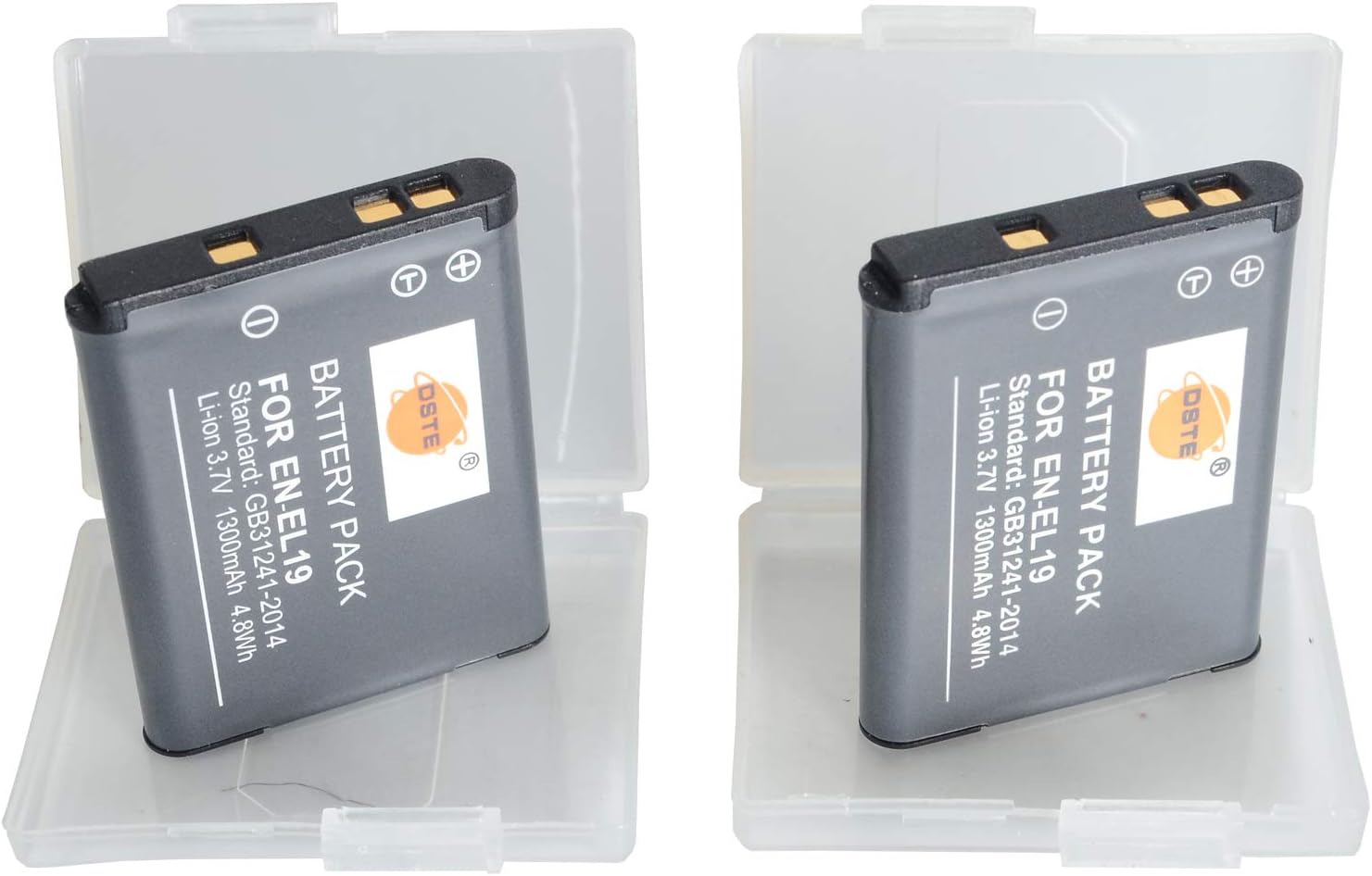 DSTE® 2pcs EN-EL19 Rechargeable Li-ion Battery for Nikon Coolpix S100, S2500, S2600, S2700, S2750, S3100, S3200, S3300, S3400, S3500, S4100, S4150, S4200, S4300, S4400, S5200, S6400, S6500, S6600 Digital Cameras